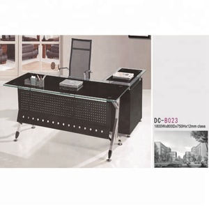 Bureau de direction moderne en gros, bureau d'ordinateur moderne en verre trempé en forme de L - Product Image 3