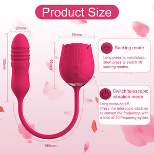 Venta al por mayor de fábrica <span class=keywords><strong>Mini</strong></span> 2 en 1 vibrador alimentado por USB Rose Sucking Dildo telescópico clítoris estimulador de orgasmo para mujeres - Product Image 6