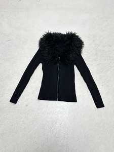 Suéteres de Punto Negros con <span class=keywords><strong>Cuello</strong></span> de Piel Sintética, Manga Larga y Cierre Frontal para Mujer, Suéteres de Punto Ajustados a la Moda - Product Image 6