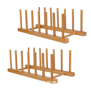 Wooden Drain Rack For Kitchen Countertop <b>Dish</b> Storage Square Desktop Plate Display Rack With <b>Stand</b> - Product Image 1