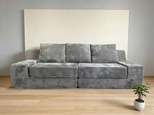 Sofá Modular de Tela de Pana Gris Claro, Moderno, Relajado, Cuadrado, para el Hogar, con Cojines Multi-removibles, Comprimido, para Villa - Product Image 6