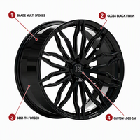 Nouvelles jantes monobloc forgées 16-24 pouces, noir brillant, multi-branches, en alliage d'aluminium 25 mm, compatibles berlines et SUV 5x112 5x114.3 5x120