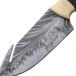 Couteau de chasse en acier Damas, lame à pointe tombante, bord droit, manche en ivoire, pour usage extérieur, couteaux de chasse à vendre - Product Image 5