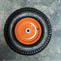 Heavy Duty 6.50-8 Inflatable Tire AssemblyOrange Iron Rim Pneumatic Wheel for Construction Hand Cart Yard Trailer