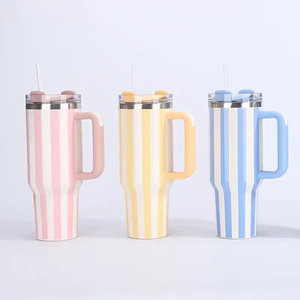 Vaso Térmico de Acero Inoxidable 304 de 40oz con Rayas, Portátil para Coche, Gran Capacidad, con Asa y Popote, Aislamiento de 6-12 Horas, Ligero - Product Image 4