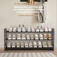 Étagère à chaussures en métal empilable à trois niveaux pour la maison, design minimaliste moderne, pour l'entrée, utilisation en intérieur