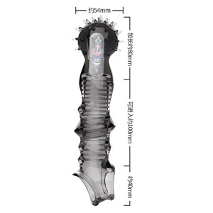 Extensor de Pene de Cristal Reutilizable con Cabeza Redonda Vibrante con Púas Agrandadas - Product Image 3