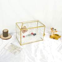 Boîte à cartes de mariage personnalisable en verre transparent et métal avec fermeture auto-agrippante, boîte à invitations moderne faite à la main, différentes tailles et formes