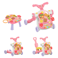 Marche-bébé 4 en 1, jouets pour bébés et tout-petits, marche-bébé multifonction, chariot de marche, poussette, table d'apprentissage musicale, jouet pour apprendre à marcher