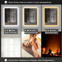 Miroir tactile lumineux intelligent à LED en stock avec verre trempé écologique pour salle de bain, hôtel, appartement