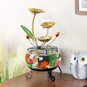 ของตกแต่งตู้ปลาแก้วทรงกลม พร้อมระบบน้ำไหลอัตโนมัติ สำหรับตกแต่งห้องนั่งเล่น ของขวัญตกแต่งบ้าน - Product Image 2