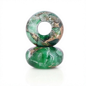 Perles de pierres précieuses en vrac de haute qualité, émeraude naturelle, turquoise cuivrée, vert rondelle, 14x8mm, 5mm, coupe lisse, poli brillant, tendance - Product Image 1