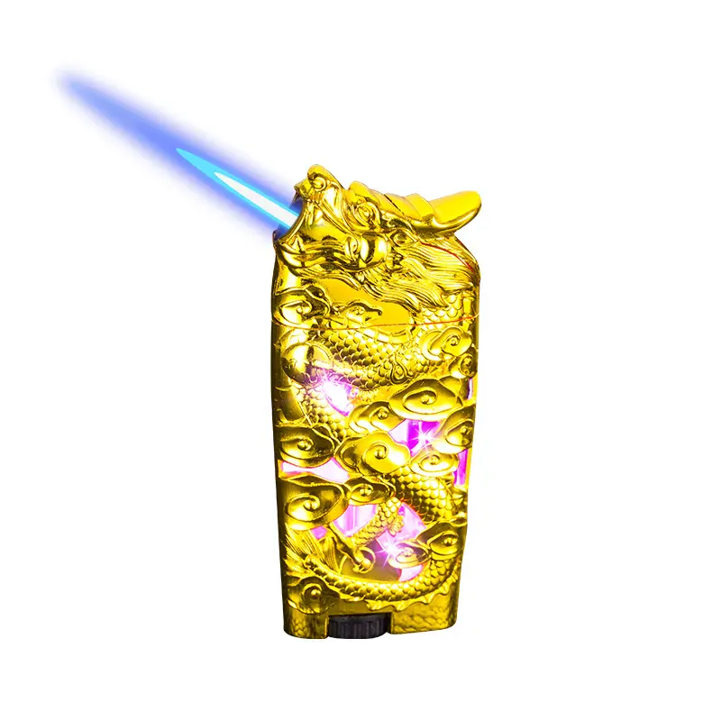 LED 황금 창조적 인 금속 방풍 럭셔리 라이터 드래곤 라이터 라이터 드래곤