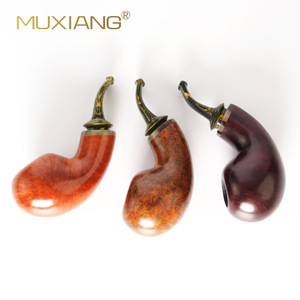 MUXIANG Handmade Briarwood Smoking Pipes Bent Type Vulcanized Rubber Mouthpiece Wooden Tobacco Pipe Accessory - Product Image 2