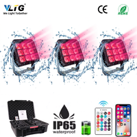 Projecteur PAR sans fil étanche IP65 à batterie 9x12W RGBWA+UV 6-en-1 avec contrôle APP, télécommande IR et DMX512, pack de 3 avec flight case