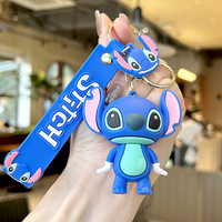 Porte-clés en silicone personnalisé en forme d'ours monstre mignon, ours mécanique à vent et à éclairs, dessin animé, anime, caoutchouc, porte-clés 3D en PVC