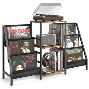 JH-Mech OEM Stockage de disques vinyles Meubles rétro à 3 niveaux Support de tourne-disque en acier au carbone enduit de poudre - Product Image 1