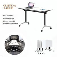 Bureau de travail modulaire moderne pliable et mobile avec roulettes, table de formation et de conférence confortable