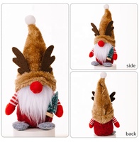 Gnome de Noël festif en peluche avec chapeau écossais, figurine de vieil homme de la forêt Rudolph avec bois de cerf, ornements nains pour la décoration de Noël à la maison et les fêtes
