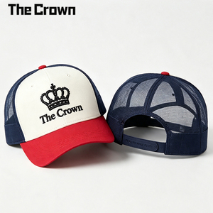 Casquette Trucker Personnalisée Broderie 3D Haute Qualité Maille Respirante Visière Courbe Rouge Marine Réglable Unisexe Vente en Gros - Product Image 3