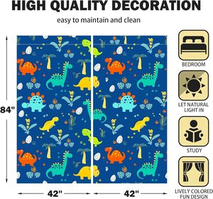Cortinas de Ventana con Dibujos Animados de Dinosaurios para Niños, Adolescentes, Niñas, Cortinas de Dinosaurios para Dormitorio, Guardería, Decoración para Fiestas en Casa, 2 Paneles - Product Image 3