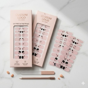 Enveloppes d'ongles en gel rose <span class=keywords><strong>pailleté</strong></span> sans UV, motif patte de chat mignon, sans HEMA, vente en gros, qualité salon, marque privée, sans danger pour les enfants - Product Image 1