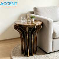 Meubles pour enfants, table d'appoint en FRP à texture plissée, tabouret d'appoint brun chaud, fibre de verre, entièrement personnalisé pour la décoration de hall de luxe rétro