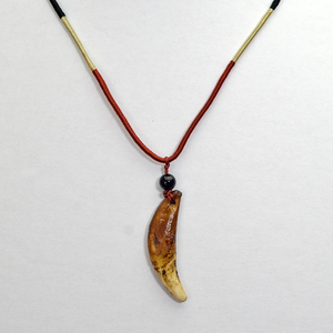 SZGY004 Colgante de Hueso para Hombre y Mujer, Amuleto Tibetano, Colmillos de Diente Natural Auténtico, Diente de Lobo Vintage Plateado, Cadena de Cuerda, Regalo - Product Image 1