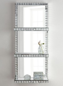 ミラー棚3層吊り壁棚ミラーリビングルームディスプレイ棚 - Product Image 3