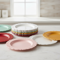 Assiettes jetables en plastique de style dentelle pour les fêtes d'anniversaire, les événements scolaires et l'usage domestique