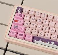 HZGAMER Keycap sublimasi pewarna kustom profil ceri, 134 tombol tombol tombol kucing Lich