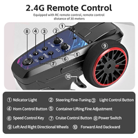 Camion RC 4x4 à l'échelle 1:64 avec conteneur, commande indépendante, conteneur relevable, lumières et klaxon, régulateur de vitesse, voiture RC pour enfants