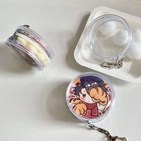 Pochette de rangement transparente en PVC pour badges d'anime, étui de protection rond pour épingles, badges, pendentifs, breloques et porte-clés