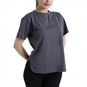T-shirt à col roulé à manches courtes pour femme EVER GLOW, couleur unie, coupe classique, décontracté, 100% coton, 220g, respirant, anti-UV, séchage rapide - Product Image 1