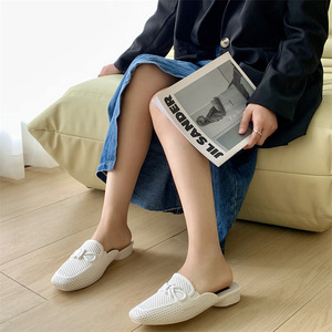 Mezza <span class=keywords><strong>ciabatte</strong></span> <span class=keywords><strong>donna</strong></span> nuova moda estate sandali piatti Casual <span class=keywords><strong>da</strong></span> esterno a punta chiusa con stile alla moda Bowknot - Product Image 4