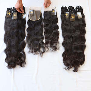 Vendedores de cabello virgen peruano, extensiones de cabello humano liso ondulado profundo, brasileño, con cierre Frontal de encaje fino, venta al por mayor - Product Image 3