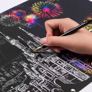 L-SP001-037 DIYレインボースクラッチ紙アートワークカードスタイルマジッククリエイティブカラフルカード描画DIYスクラッチ絵画 - Product Image 1