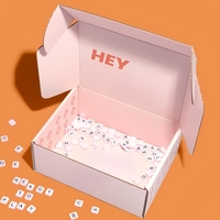 Benutzer definierte rosa gedruckte umwelt freundliche leichte Wellpappe Mailer Box mit Aufkleber Logo für Kleidung Waren paket