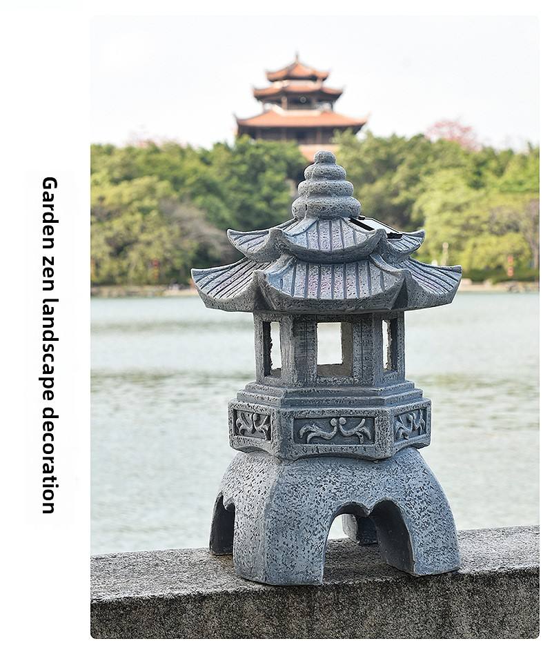 Grande lampe pagode gris foncé avec sommet pointu