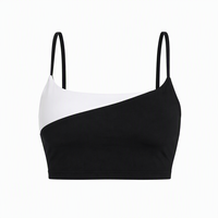 Soutien-gorge de yoga tendance en nylon et élasthanne respirant à blocs de couleurs contrastées pour femmes, idéal pour la gym, le fitness et le quotidien