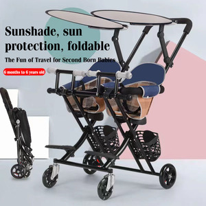 Carrito Doble para Bebés JXB a Precio Económico, con 4 Ruedas <span class=keywords><strong>de</strong></span> Goma, Plegado Rápido y Pedal Ajustable - Product Image 2