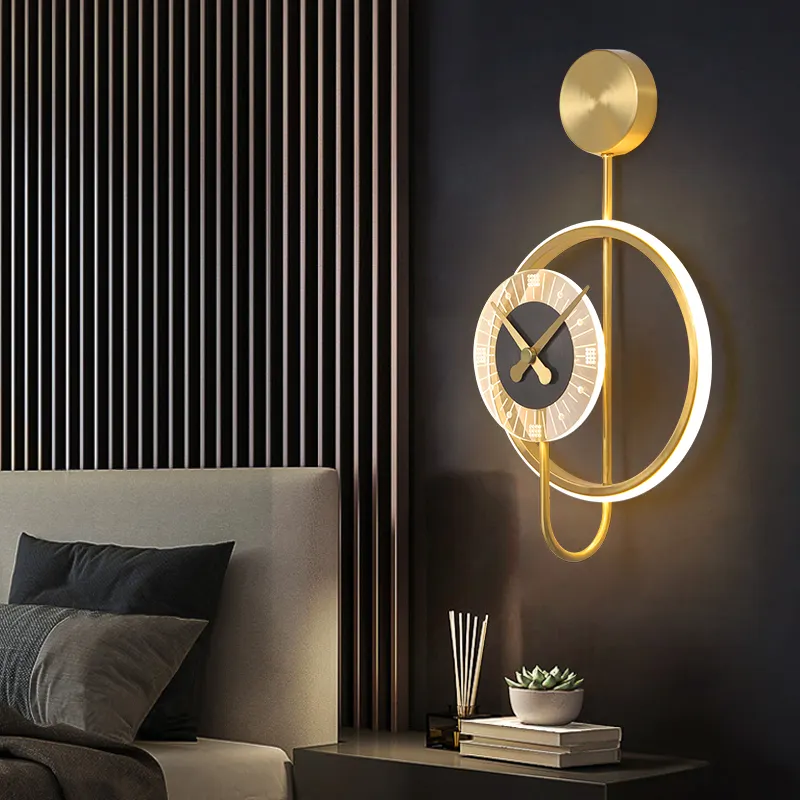 2023 New Design Modern Wall Clock with Light Wall Decoration Hanging Creative Classic Sconces For Bedroom Wall Lamp Indoor