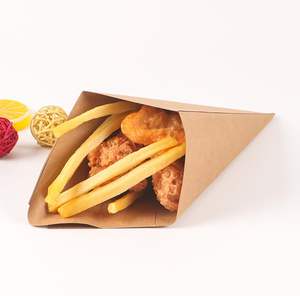 Gıda sınıfı özel baskılı tek kullanımlık Kraft kağıt yangınlar koni kabarcık Waffle fransız Fry bardaklar - Product Image 5