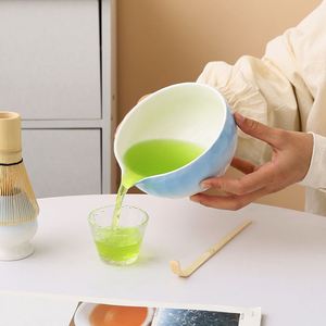 Tazón de Cerámica con Diseño de Martillado para Matcha, Tazón de Porcelana Texturizado Hecho a Mano, Soporte de Cerámica con Degradado, Accesorios para Té Verde - Product Image 2