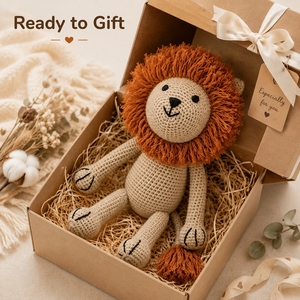 Peluche en crochet pour bébé, cadeau, poupées en coton faites à la main, amigurumi lion, animaux de la jungle et de la forêt, jouet en peluche au crochet - Product Image 2