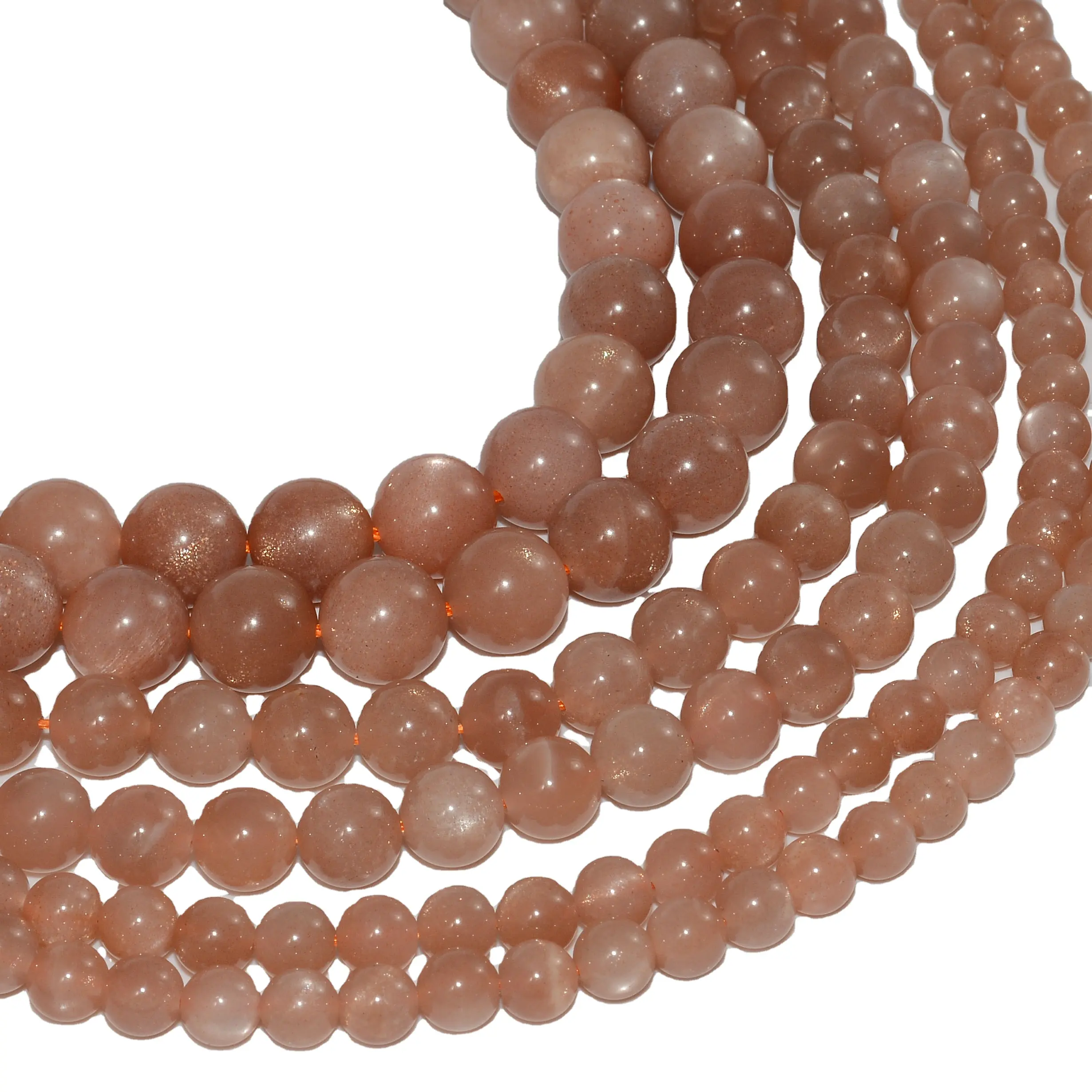 6mm~12mm High Quality Natural Faceted Peach Moonstone sun stone Round Loose Beads DIY Jewelry making supplies 10 strands per lot
