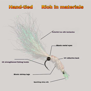 Pesca alla trota d'acqua dolce gambero mosche doppiaggio ghiaccio esca a mosca per la pesca del fiume lago - Product Image 4