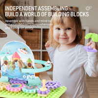 Anak-anak Awal Mainan Pendidikan Puzzle Mobil Track Set DIY Manual Perakitan Gear Blok Bangunan Kereta Api Mainan