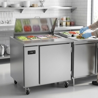Table de préparation réfrigérée commerciale pour sandwichs et salades, en acier inoxydable 304, pour restaurant, café, cantine