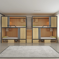 Lit de dortoir modulaire moderne en panneaux de particules de bois de qualité E0 avec tiroirs de rangement pour appartement, hôpital, hôtel - Garantie 5 ans